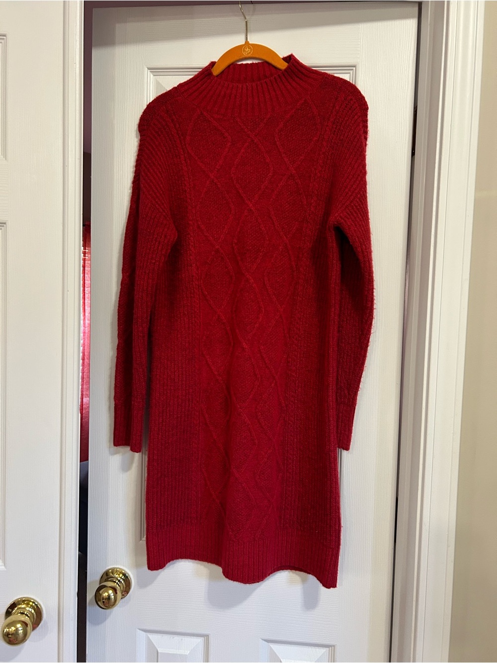 Loft Small Red Cable Knit Sweater Dress